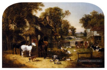  Herring Peintre - Une idylle de ferme anglaise John Frederick Herring Jr Cheval